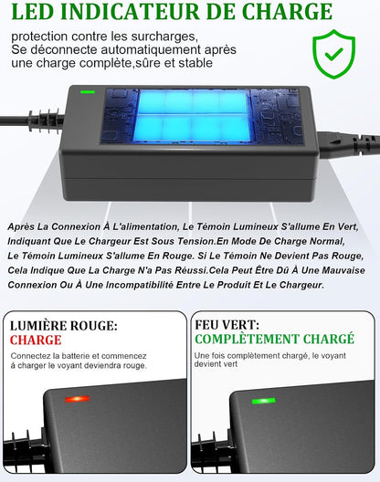 Chargeur Trotinette Electrique, 42V 2A Chargeur Hoverboard 36V Trottinette