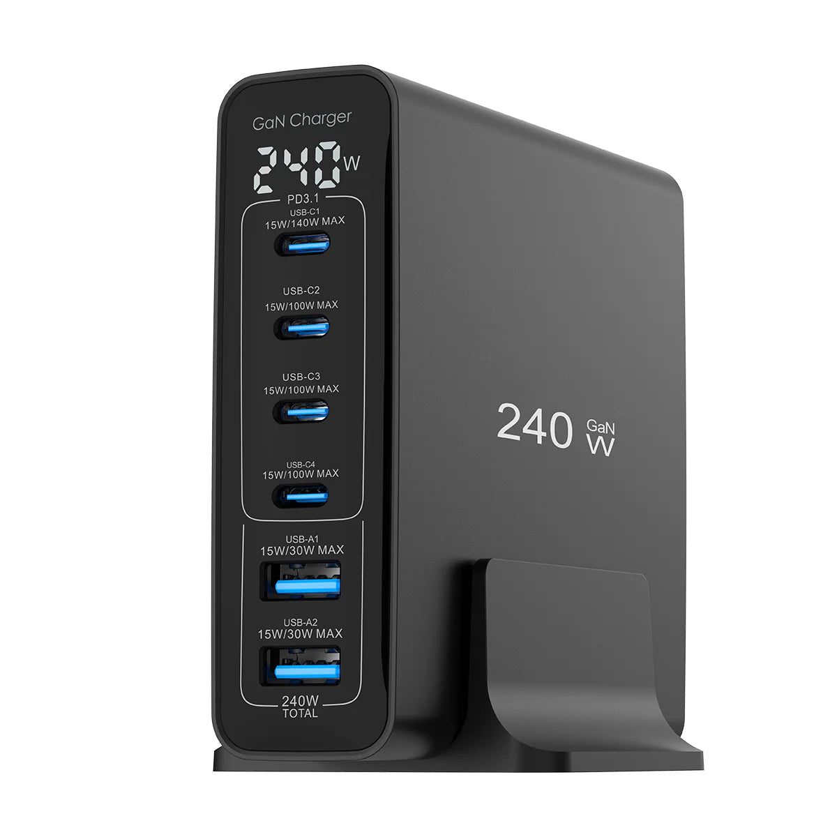 Chargeur GaN 240W Écran Digital – Noir