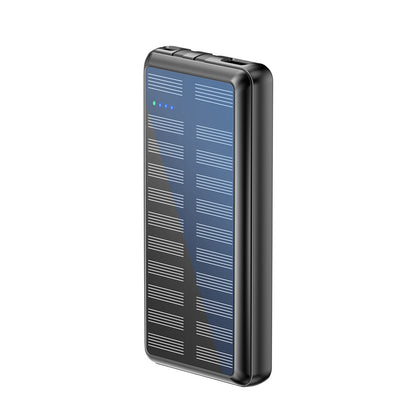 Powerbank Solaire 20000mAh Câbles Intégrés Noir