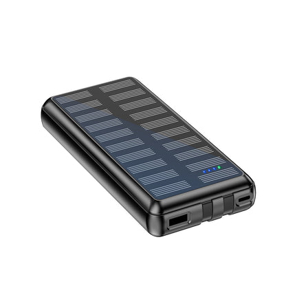 Powerbank Solaire 20000mAh Câbles Intégrés Noir