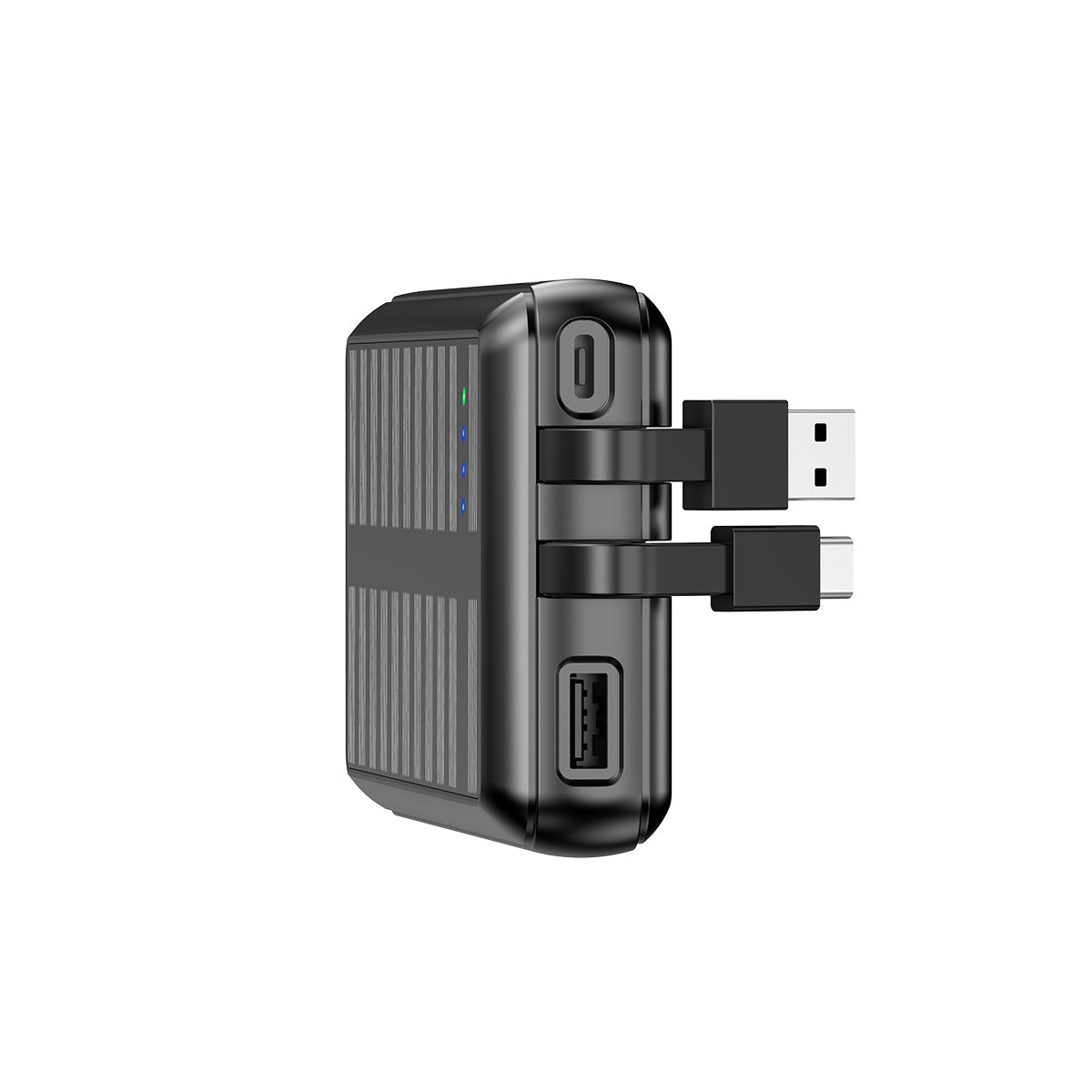 Powerbank Solaire 20000mAh Câbles Intégrés Noir