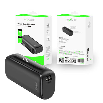 Powerbank Compact Écran Digital 5000mAh Noir