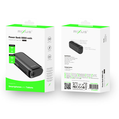 Powerbank Compact Écran Digital 5000mAh Noir