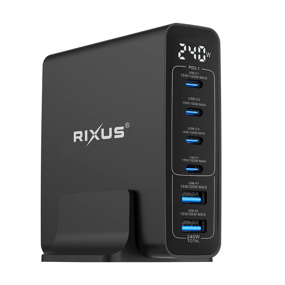 Chargeur GaN 240W Écran Digital – Noir
