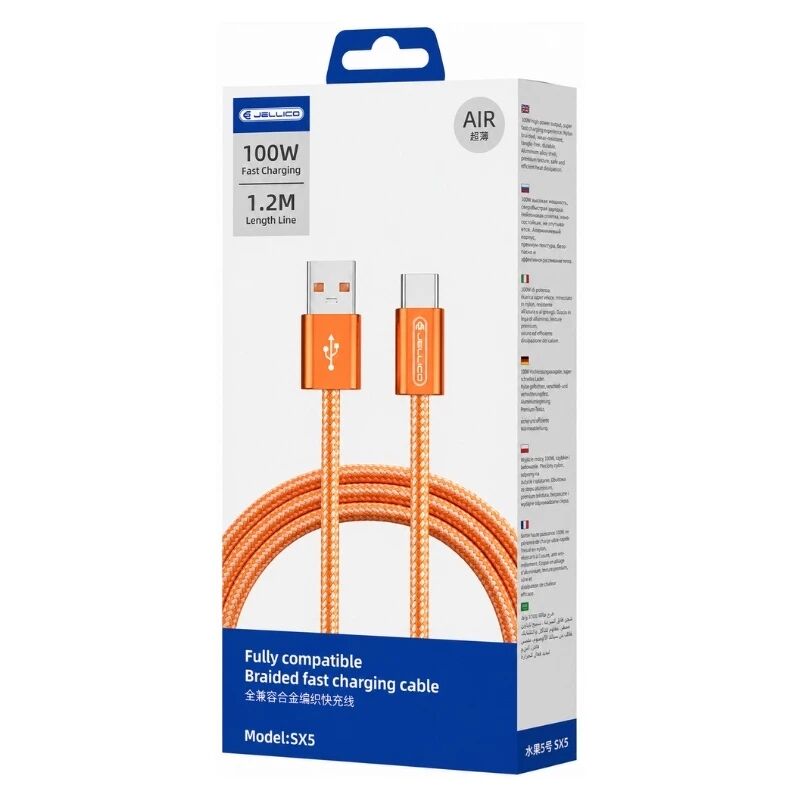 Câble JELLICO SX5 USB-C 100W Orange