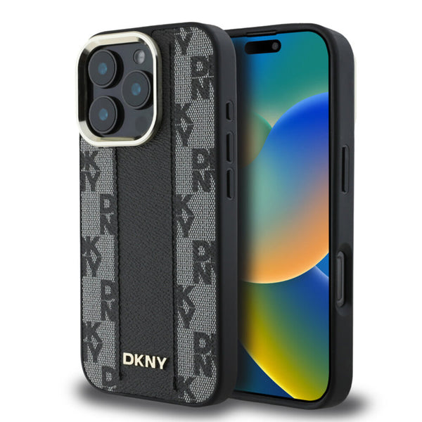 Coque DKNY iPhone 16 Pro Max Checkered Pattern MagSafe Noir
