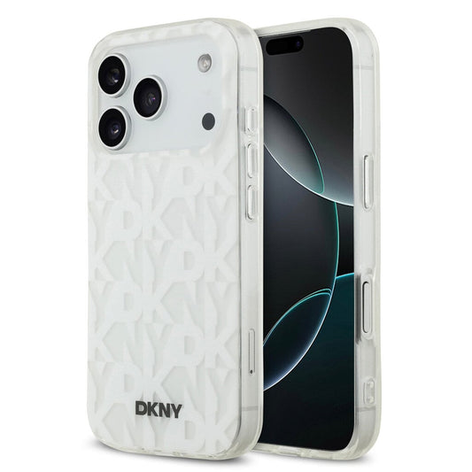 Coque DKNY iPhone 17 Pro Grid Pattern Double Épaisseur Blanc