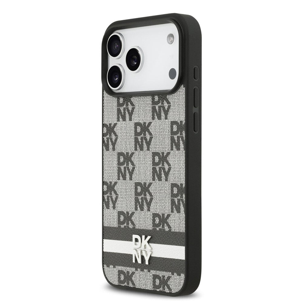 DKNY iPhone 17 Pro Max Checkered Stripes Noir 2