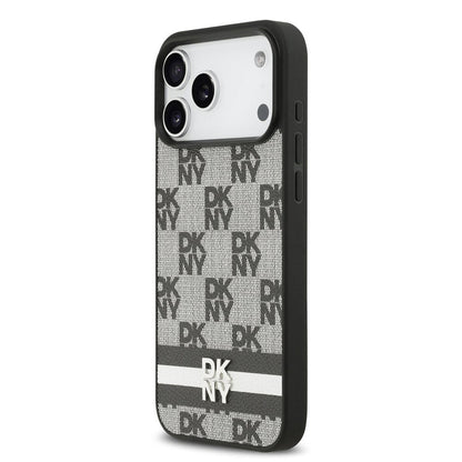 DKNY iPhone 17 Pro Max Checkered Stripes Noir 2