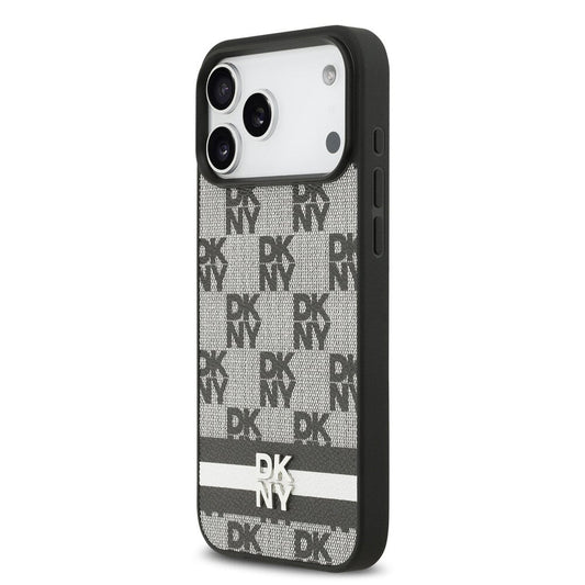DKNY iPhone 17 Pro Max Checkered Stripes Noir 2