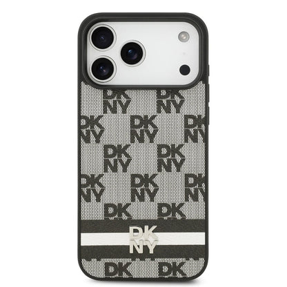 DKNY iPhone 17 Pro Max Checkered Stripes Noir 3
