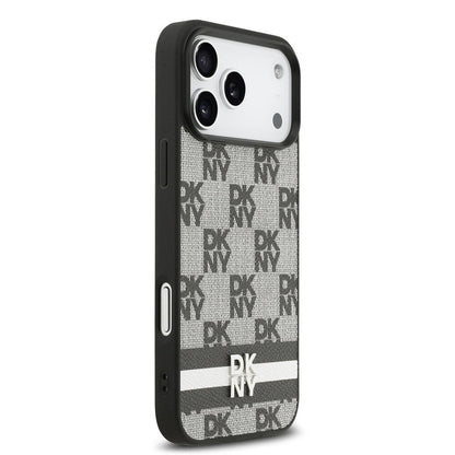 DKNY iPhone 17 Pro Max Checkered Stripes Noir 4