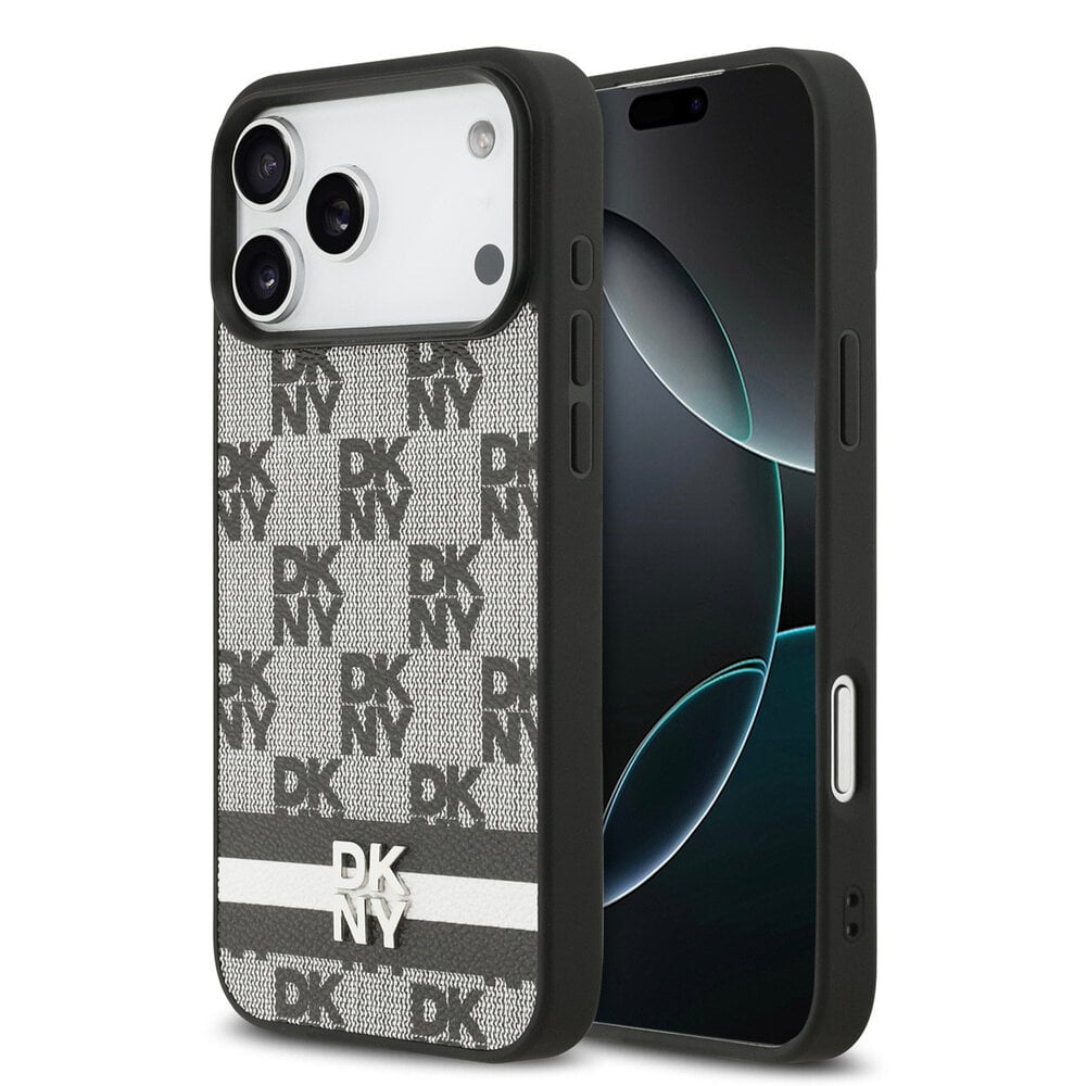 DKNY iPhone 17 Pro Max Checkered Stripes Noir