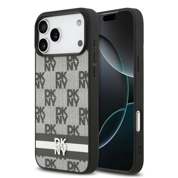 DKNY iPhone 17 Pro Max Checkered Stripes Noir