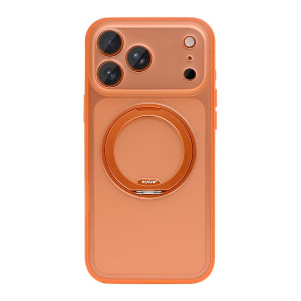 Coque Rixus SnapGrip 360 orange pour iPhone 17 Pro, vue de dos