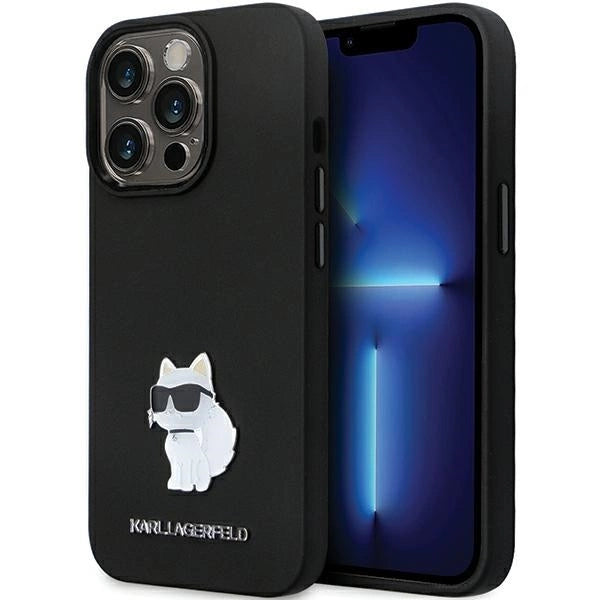 Coque Karl Lagerfeld iPhone 14 Pro Max Silicone Metal Pin Noir