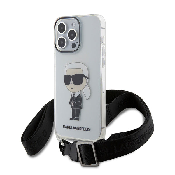 Coque Karl Lagerfeld iPhone 15 Pro Max IML Ikonik Crossbody Transparent
